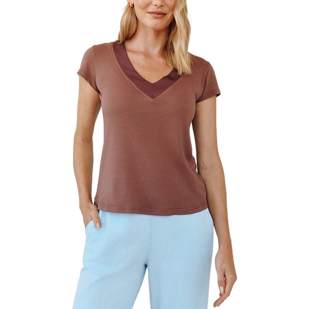 Bella Dahl Womens  Mixed V-Neck T-Shirt